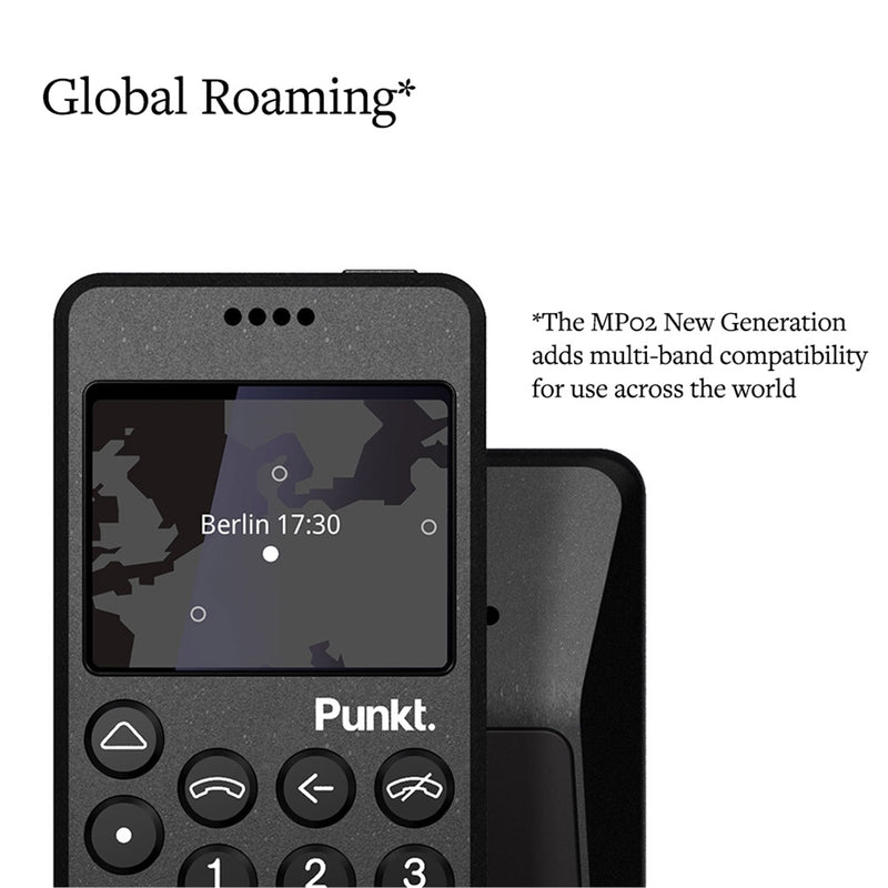 Punkt. MP02 Minimalist 4G LTE Cell Phone - AT&T/T-Mobile w/ Nano-SIM, 2GB RAM, 16GB Storage - Black (Refurbished)