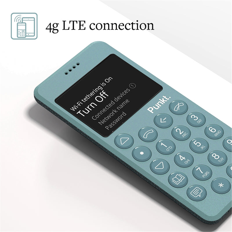 Punkt. MP02 Minimalist 4G LTE Cell Phone AT&T/T-Mobile Nano-SIM 2GB RAM 16GB Storage - Light Blue