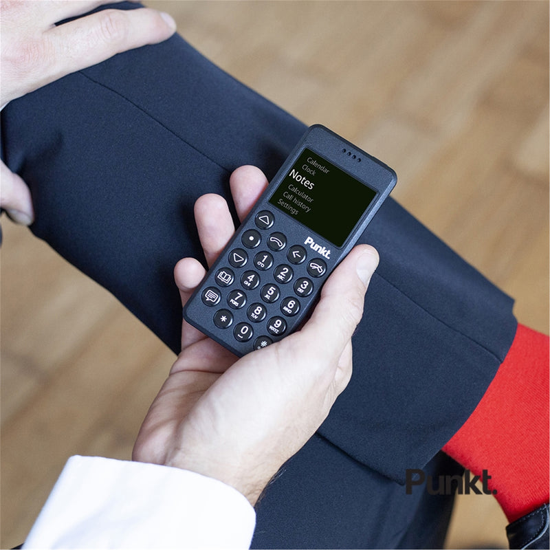 Punkt. MP02 Minimalist 4G LTE Cell Phone - AT&T/T-Mobile w/ Nano-SIM, 2GB RAM, 16GB Storage - Black (Refurbished)