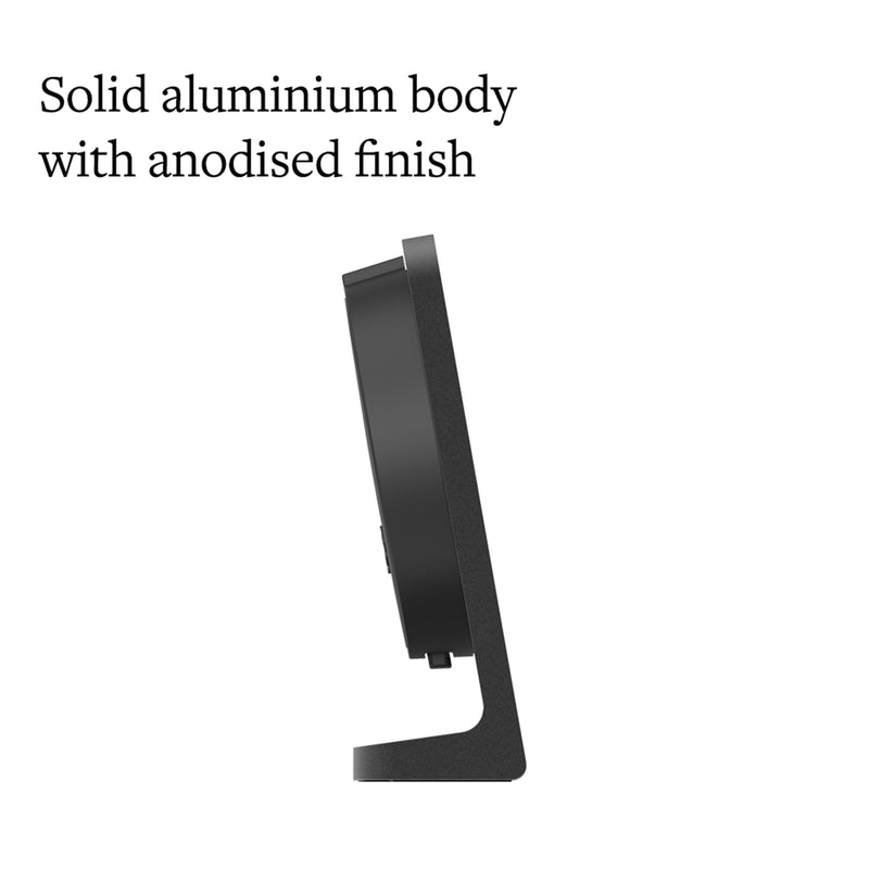 Punkt. AC02 Analog Table Clock, Alarm Function, Japanese Quartz Movement, Aluminum Body, Glass Frame