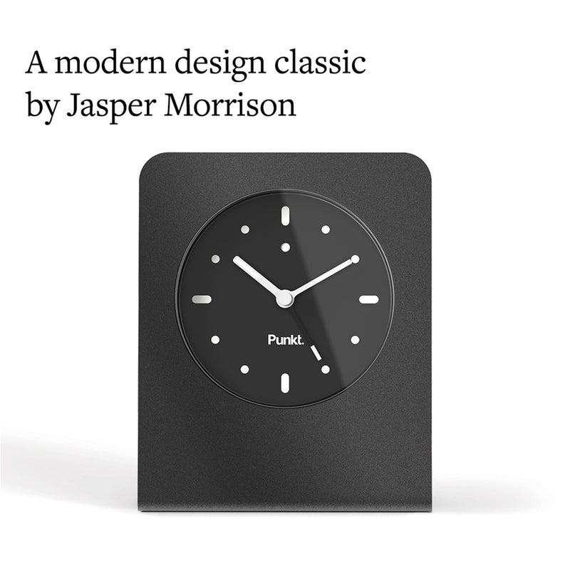 Punkt. AC02 Analog Table Clock, Alarm Function, Japanese Quartz Movement, Aluminum Body, Glass Frame