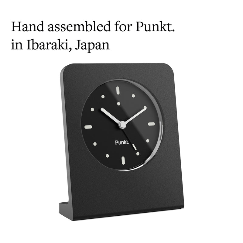 Punkt. AC02 Analog Table Clock, Alarm Function, Japanese Quartz Movement, Aluminum Body, Glass Frame